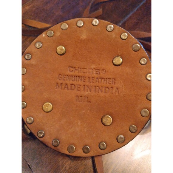 Chico's Leather Belt Boho Medallion Embellished Tie Waist‎ M/L - Picture 1 of 3